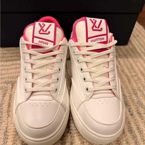 NEW! Louis Vuitton Charlie Sneakers; White and Pink